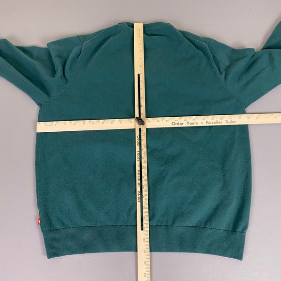 IZOD Sweater Men's Size XL Solid Green Teal V-Neck Long Sleeve 100% Cotton - Picture 6 of 9
